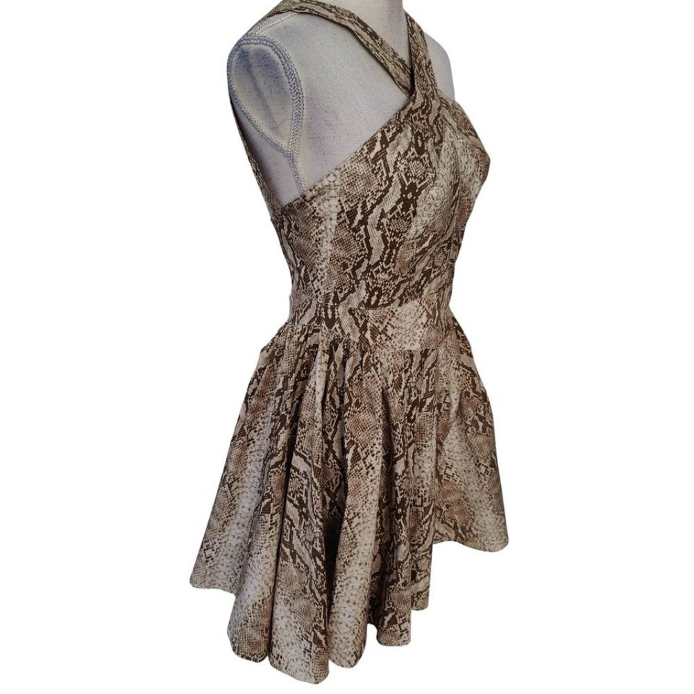 Y2K Snakeskin Halter Mini DressModa I Backless Fit and Flare Dress Size 4